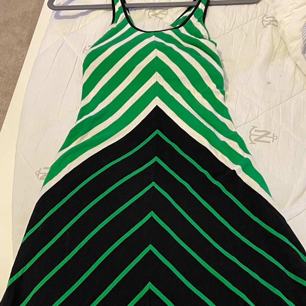 Calvin Klein Green Black and White striped dress size:  Small